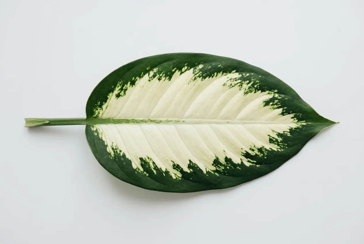 Dieffenbachia leaf showing distinctive cream-white variegation pattern on green
